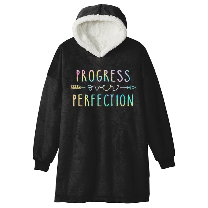 Progress Over Perfection Motivational Gifts Hooded Wearable Blanket