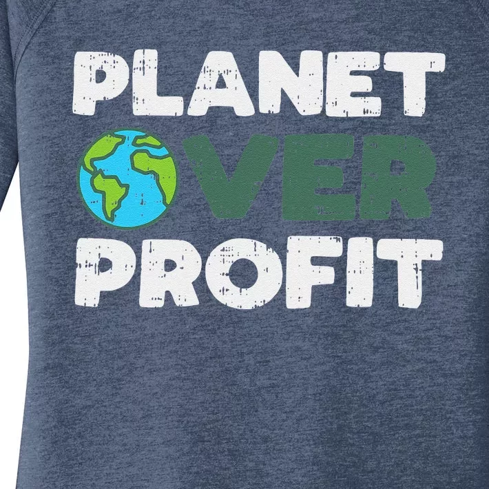 Planet Over Profit Earth Day Environment Lover Gift Women's Perfect Tri Tunic Long Sleeve Shirt