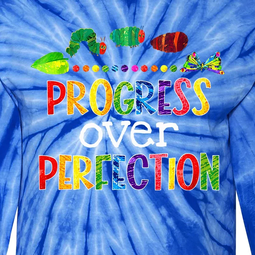 Progress Over Perfection Motivational Teacher Tie-Dye Long Sleeve Shirt