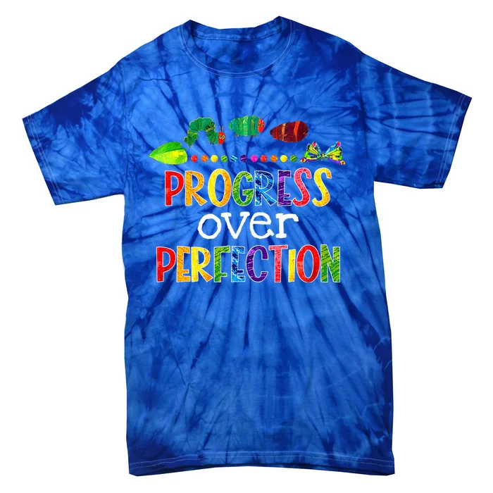 Progress Over Perfection Motivational Teacher Tie-Dye T-Shirt