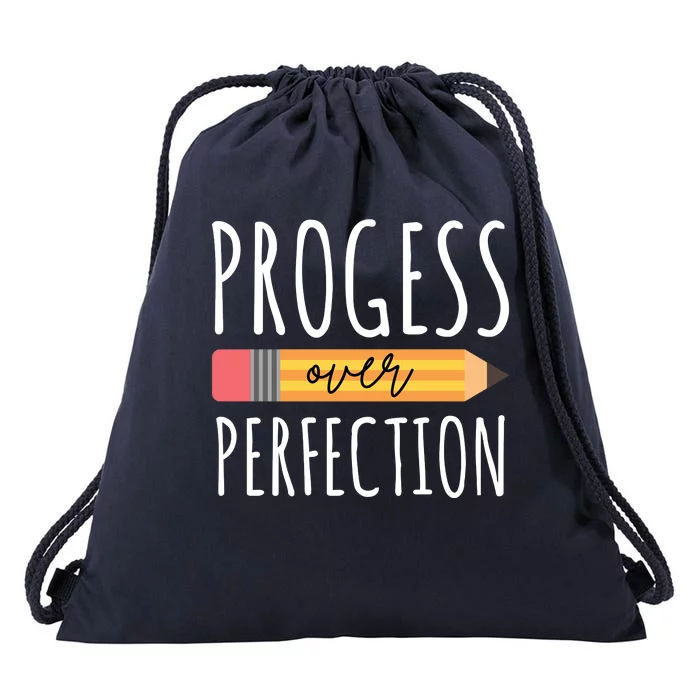 Progress Over Perfection Education Back To School Drawstring Bag