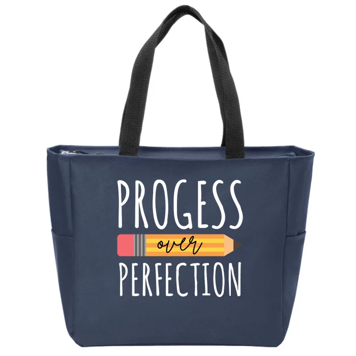 Progress Over Perfection Education Back To School Zip Tote Bag