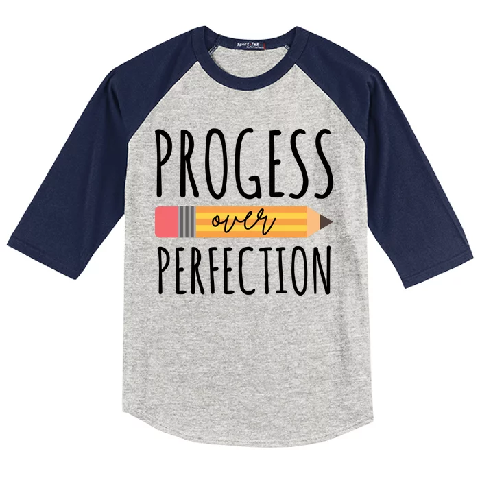 Progress Over Perfection Education Back To School Kids Colorblock Raglan Jersey