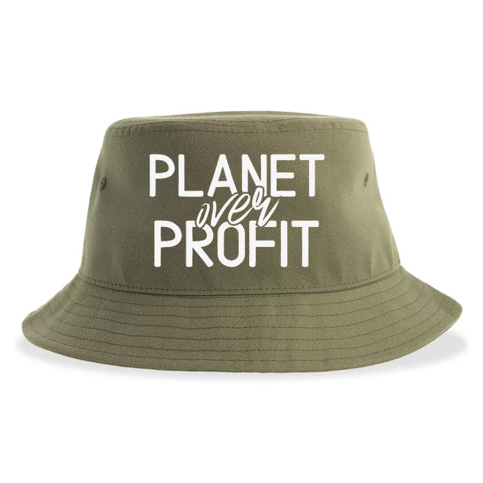 Planet Over Profit Earth Day Environmentalism Vintage Sustainable Bucket Hat