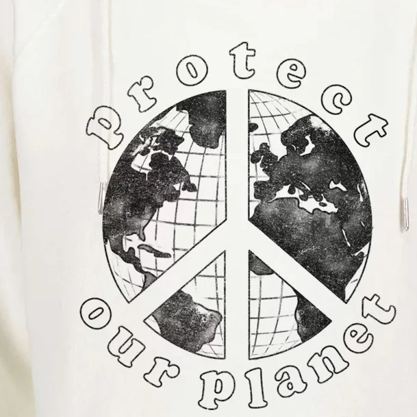 Protect Our Planet Globe Love And Peace Sign Great Gift Womens Funnel Neck Pullover Hood