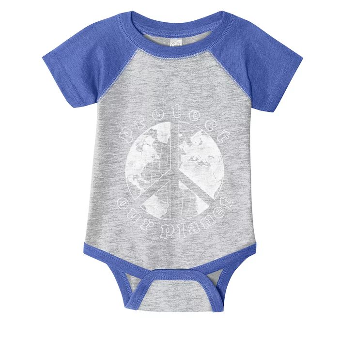 Protect Our Planet Globe Love And Peace Sign Great Gift Infant Baby Jersey Bodysuit