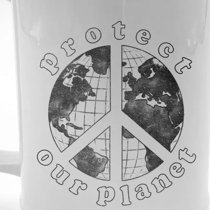 Protect Our Planet Globe Love And Peace Sign Great Gift Front & Back Beer Stein