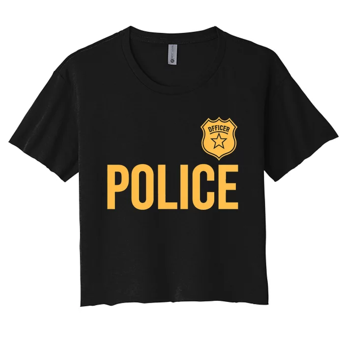 Police Officer Police Badge Halloween Costume Adults Women's Crop Top Tee