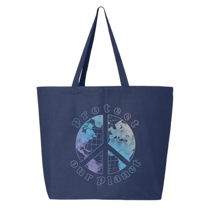 Protect Our Planet Globe Love And Peace Sign Cool Gift 25L Jumbo Tote