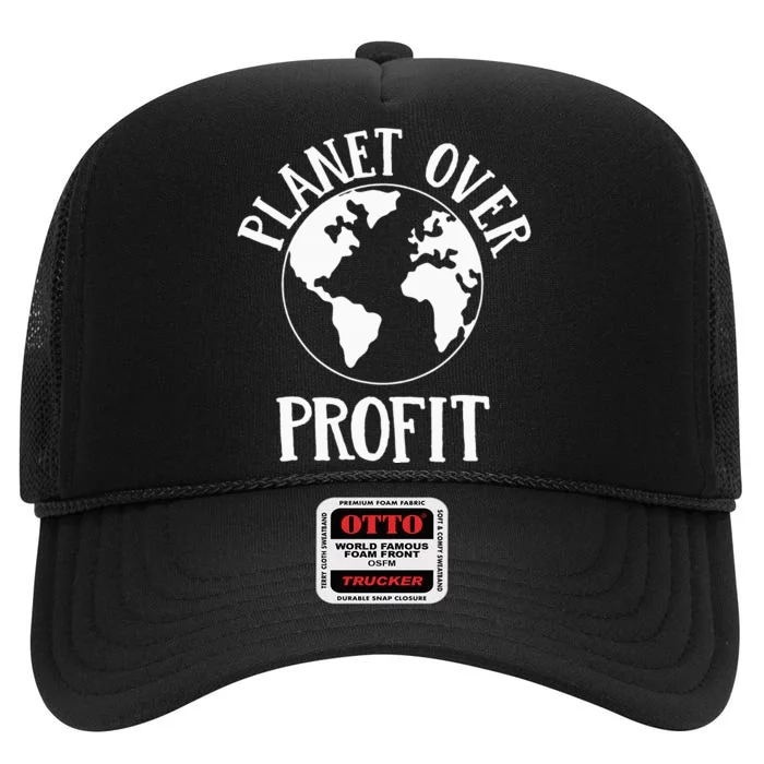 planet over profit earth day love the earth political High Crown Mesh Trucker Hat