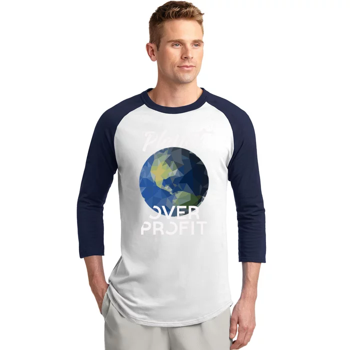 Planet Over Profit Environtal Gift Baseball Sleeve Shirt