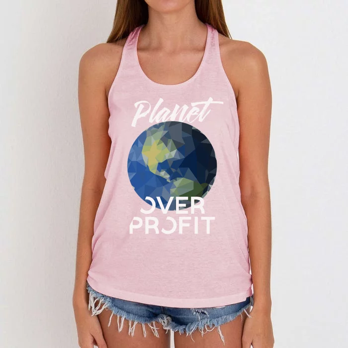 Planet Over Profit Environtal Gift Women's Knotted Racerback Tank