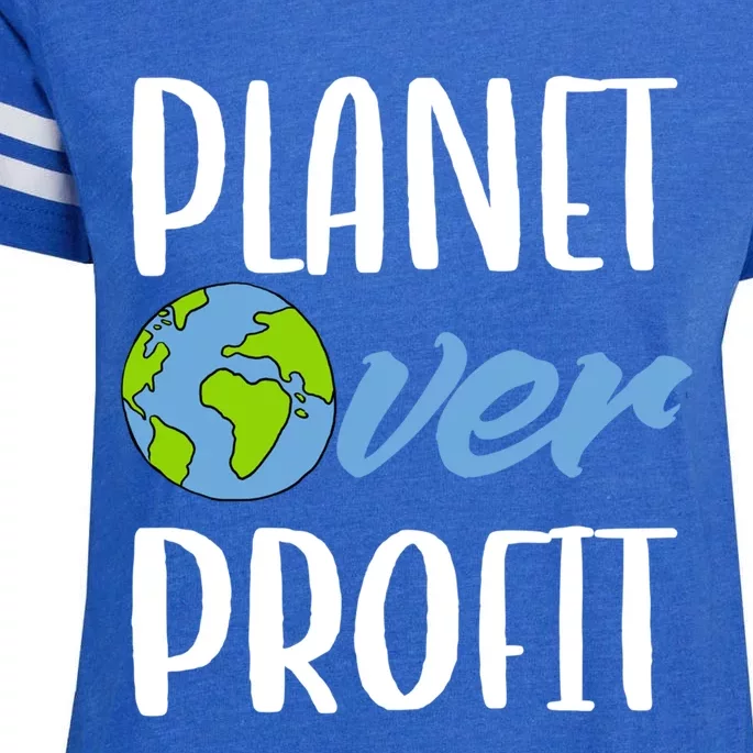 Planet Over Profit Earth Day Meaningful Gift Enza Ladies Jersey Football T-Shirt