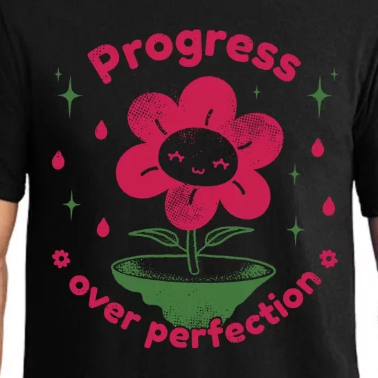 Progress Over Perfection Flower Pajama Set