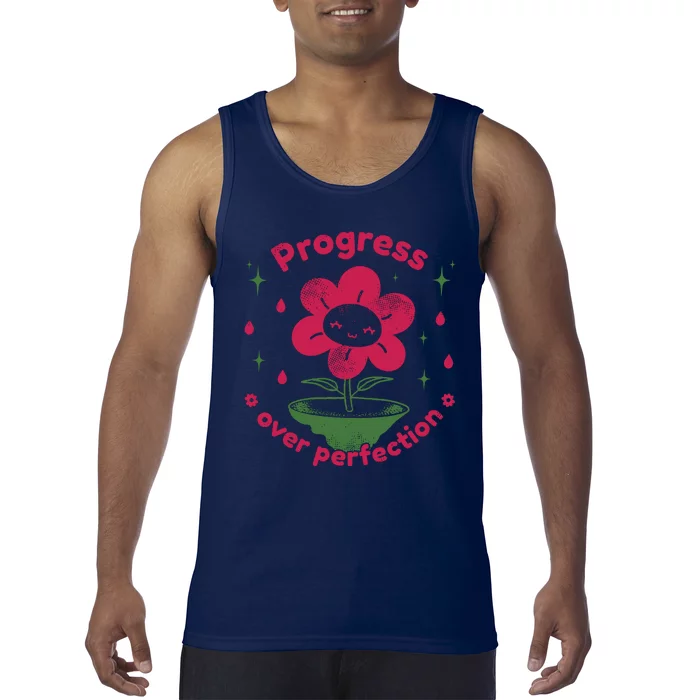 Progress Over Perfection Flower Tank Top