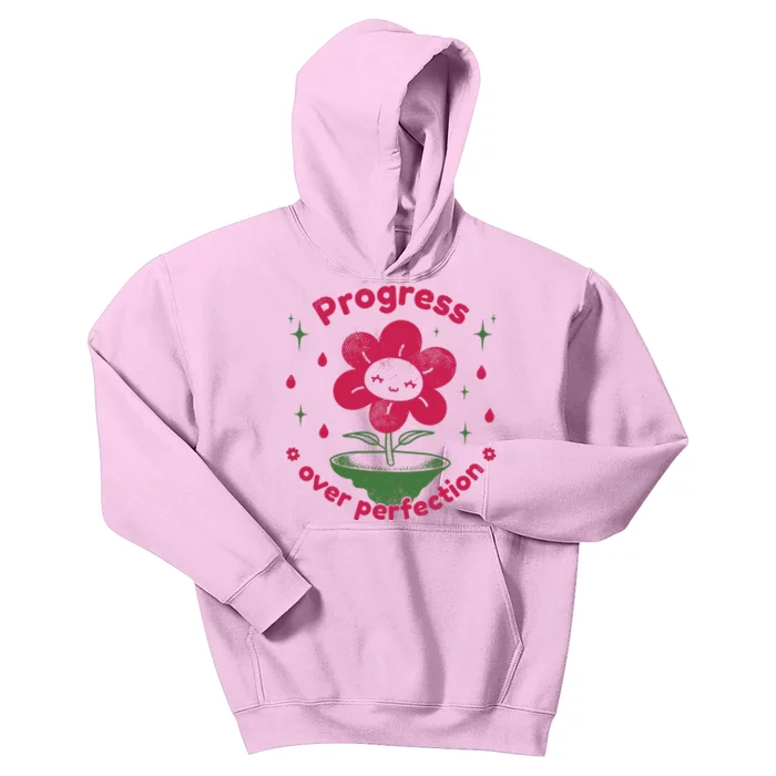 Progress Over Perfection Flower Kids Hoodie