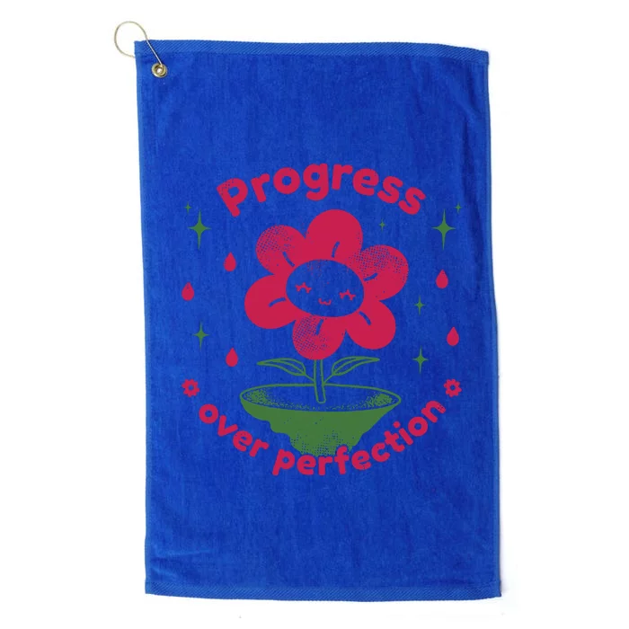 Progress Over Perfection Flower Platinum Collection Golf Towel