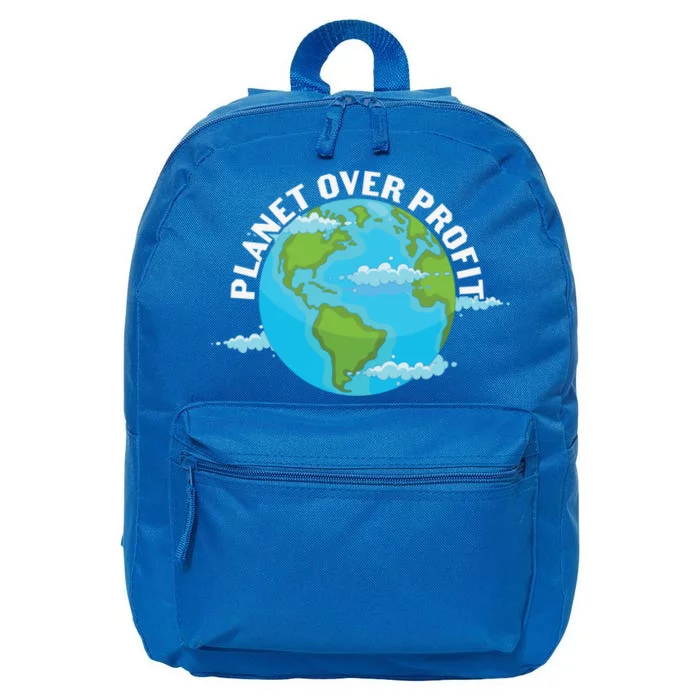 Planet Over Profit Earth Day Environtal Gift 16 in Basic Backpack