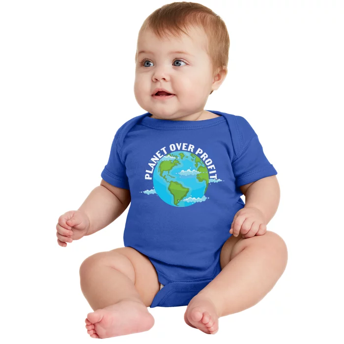 Planet Over Profit Earth Day Environtal Gift Baby Bodysuit