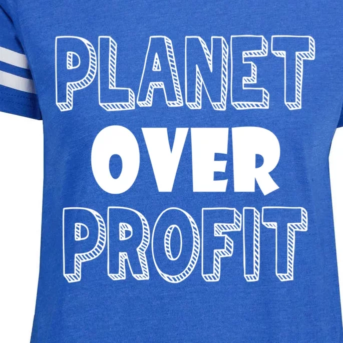 Planet Over Profit Earth Day Nature Environtalist Gift Enza Ladies Jersey Football T-Shirt