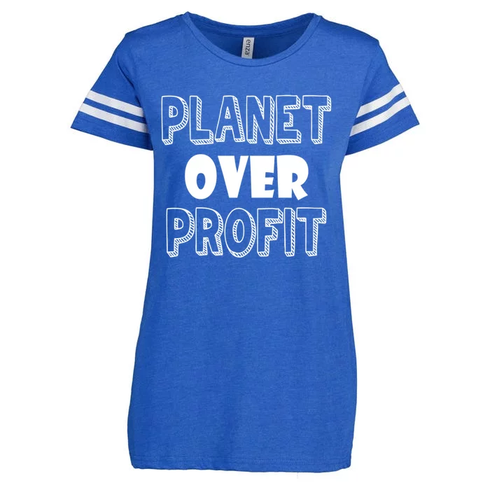 Planet Over Profit Earth Day Nature Environtalist Gift Enza Ladies Jersey Football T-Shirt