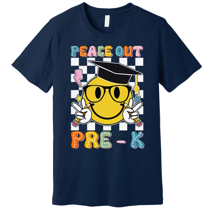 Peace Out Pre K Last Day Of School Smile Face Teachers Premium T-Shirt