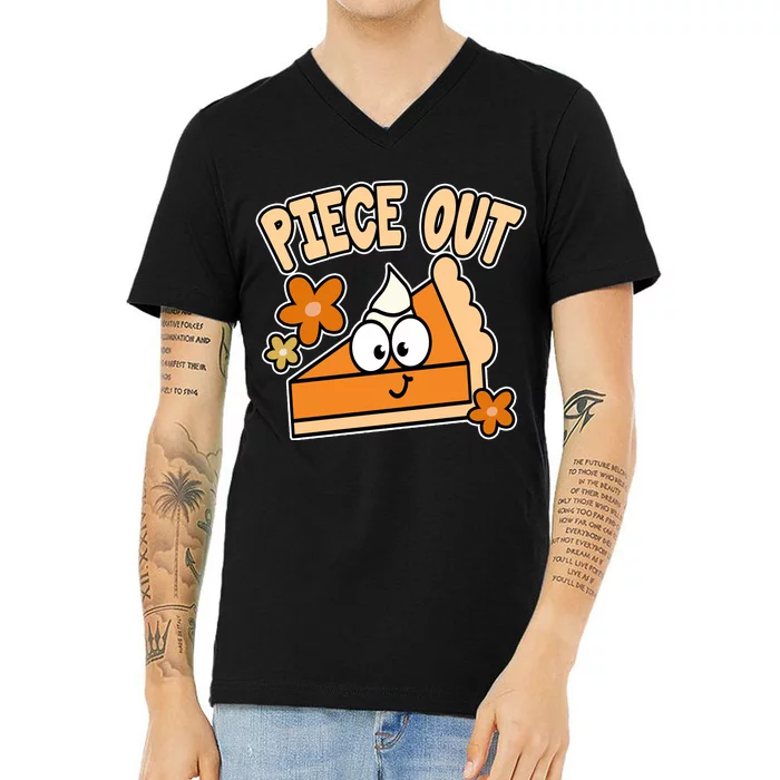 Piece Out Pumpkin Pie Funny V-Neck T-Shirt