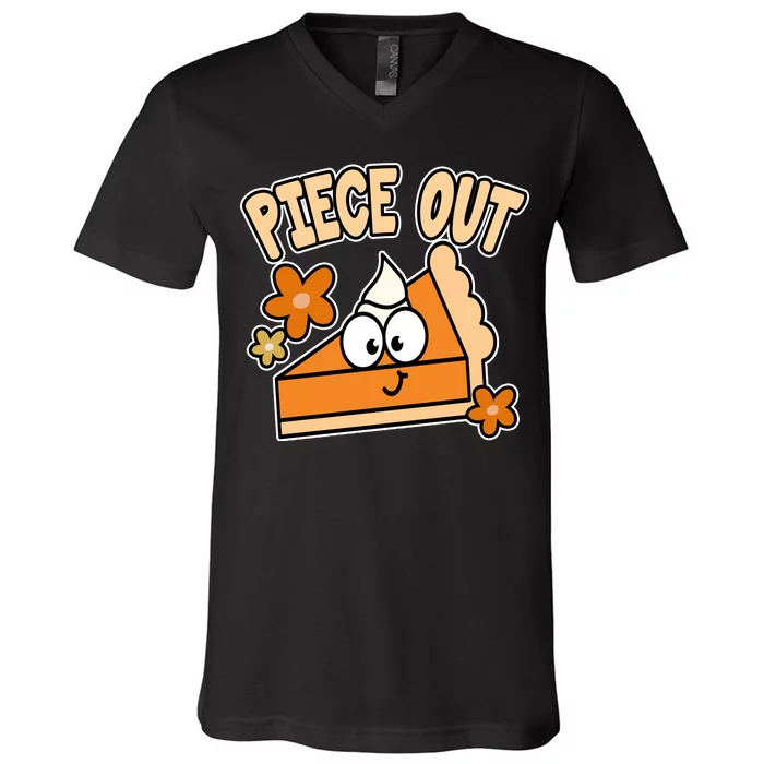 Piece Out Pumpkin Pie Funny V-Neck T-Shirt