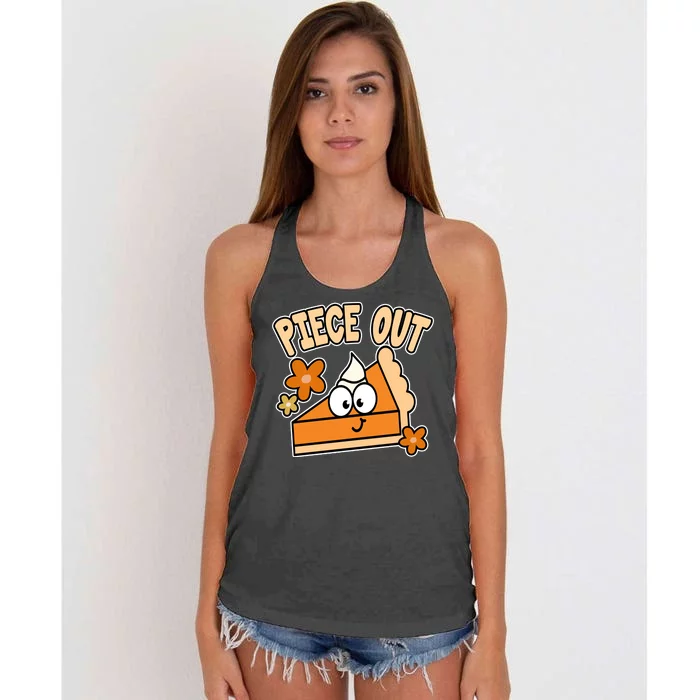 Piece Out Pumpkin Pie Funny Women's Knotted Racerback Tank