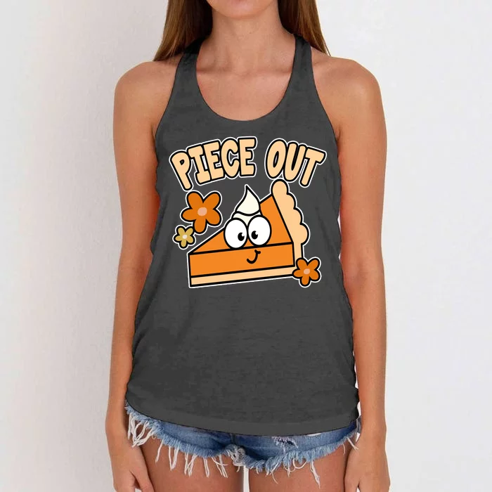 Piece Out Pumpkin Pie Funny Women's Knotted Racerback Tank