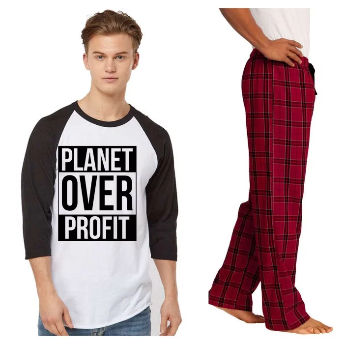 Planet Over Profit Environt Awareness Earth Day Lover Gift Raglan Sleeve Pajama Set