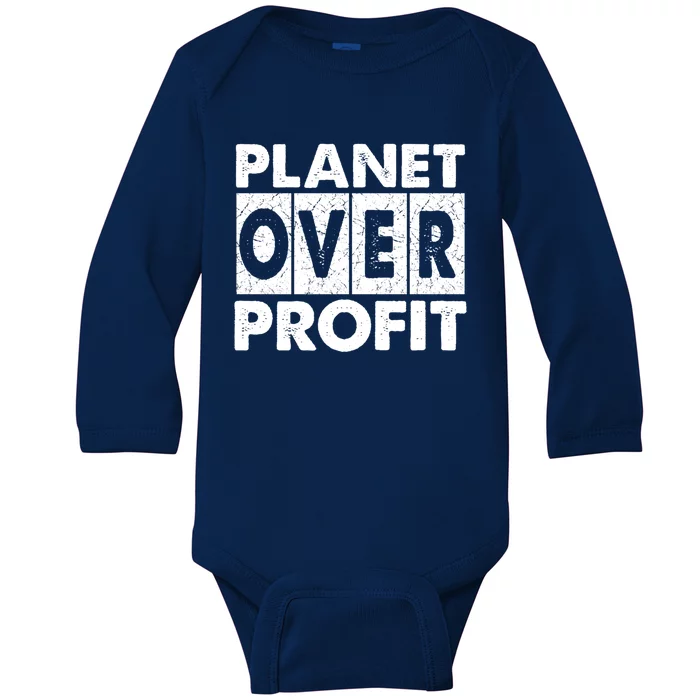 Planet Over Profit Mother Earth Day Cute Gift Baby Long Sleeve Bodysuit