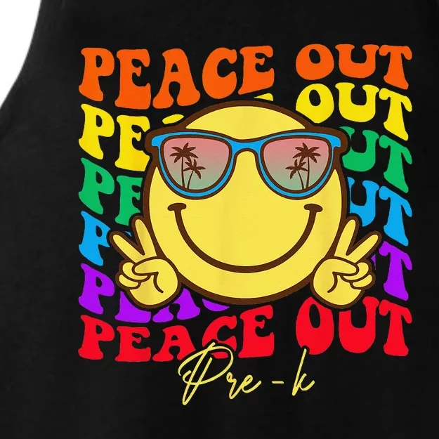 Peace Out PreK Graduation Smile Retro Face Ladies Tri-Blend Wicking Tank