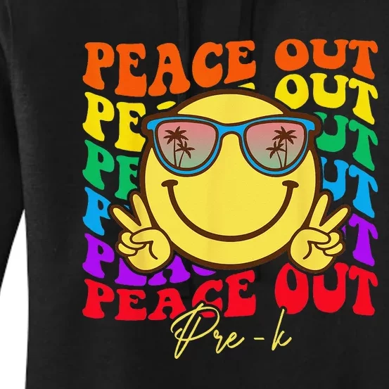 Peace Out PreK Graduation Smile Retro Face Women's Pullover Hoodie