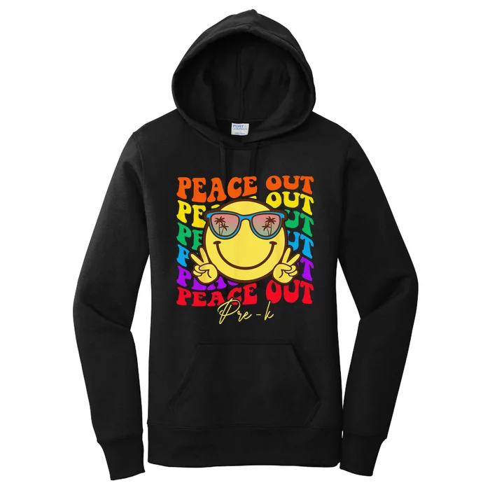 Peace Out PreK Graduation Smile Retro Face Women's Pullover Hoodie