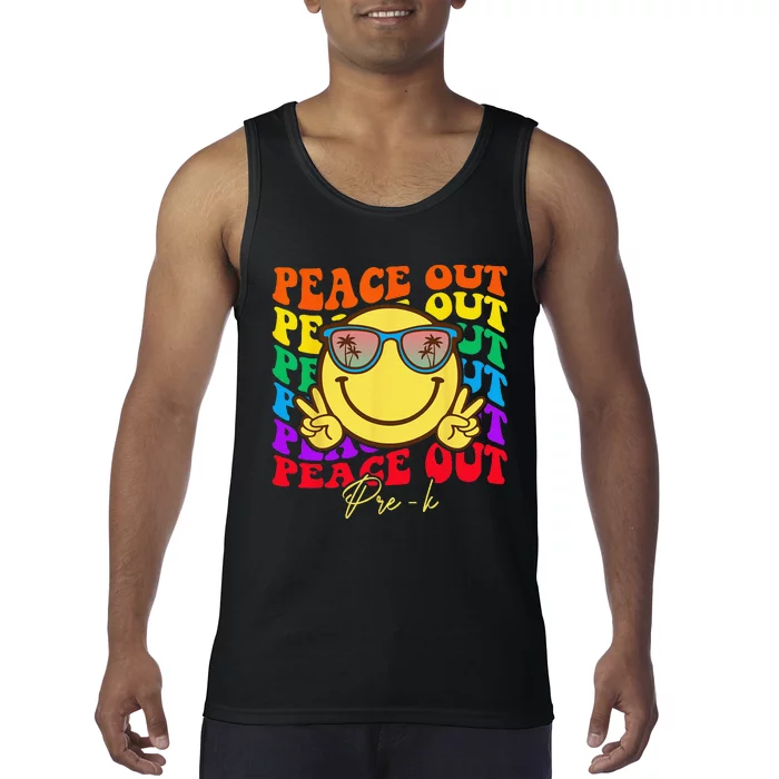 Peace Out PreK Graduation Smile Retro Face Tank Top