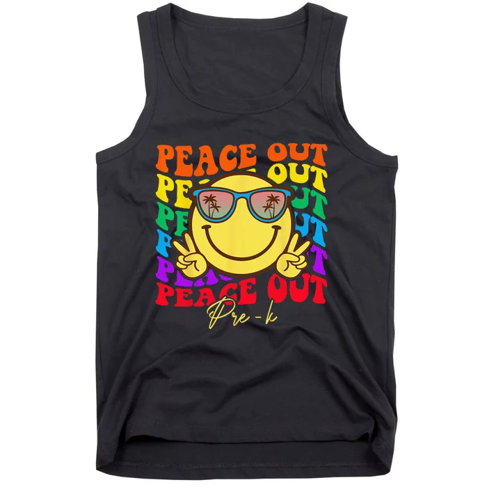 Peace Out PreK Graduation Smile Retro Face Tank Top