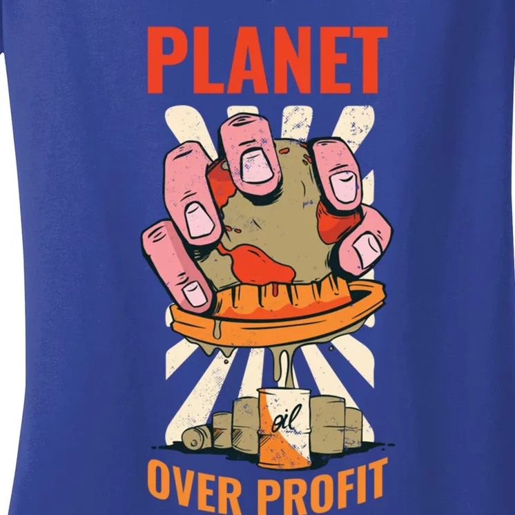 Planet Over Profit Gift Women's V-Neck T-Shirt