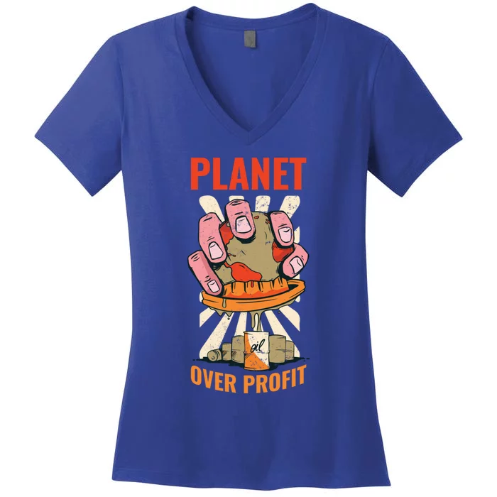 Planet Over Profit Gift Women's V-Neck T-Shirt