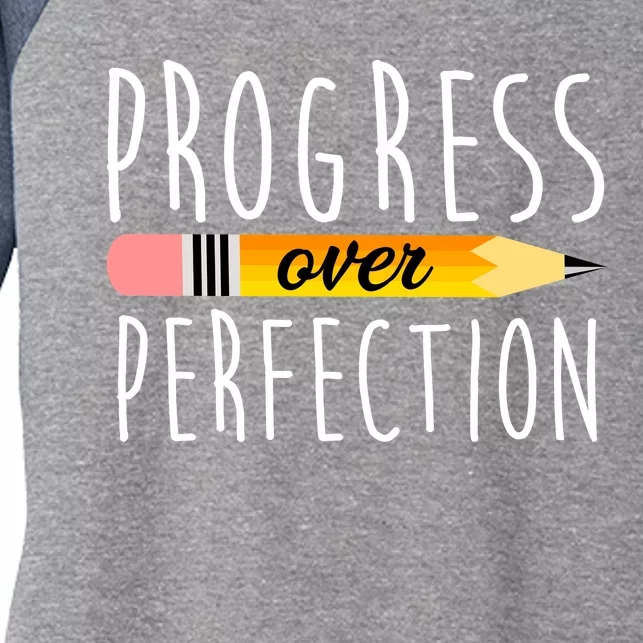 Progress Over Perfection Women's Tri-Blend 3/4-Sleeve Raglan Shirt