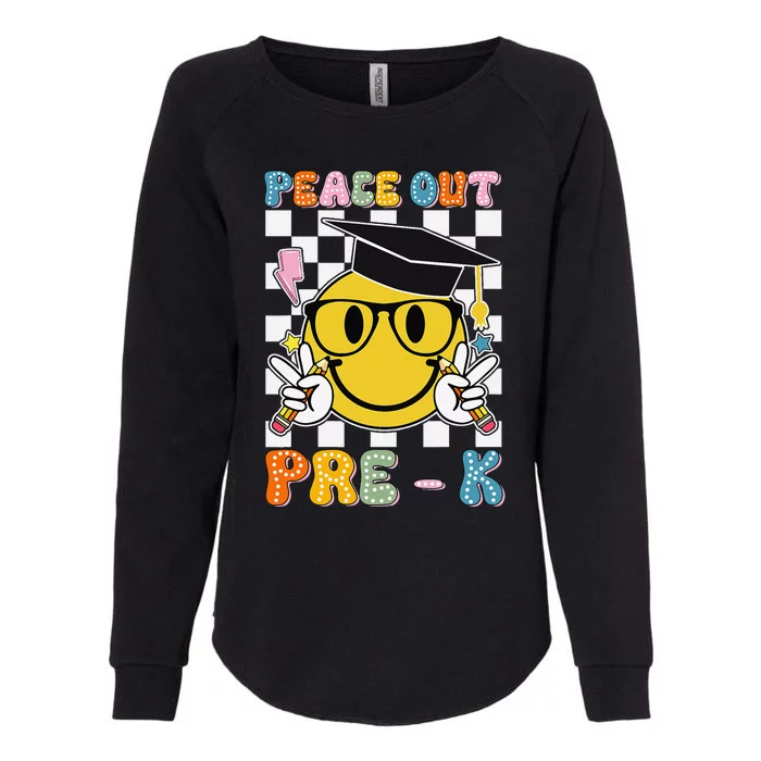 Peace Out Pre K Last Day Of School Smile Face Teachers Womens California Wash Sweatshirt