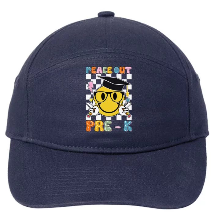 Peace Out Pre K Last Day Of School Smile Face Teachers 7-Panel Snapback Hat