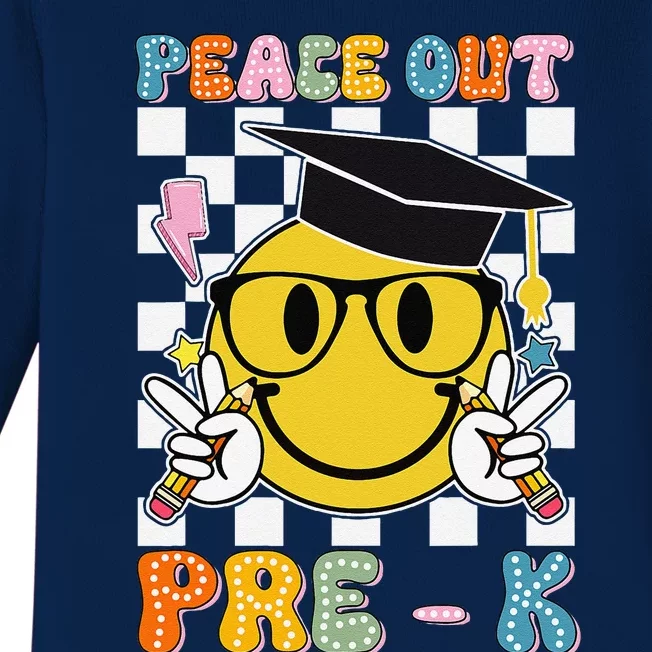 Peace Out Pre K Last Day Of School Smile Face Teachers Baby Long Sleeve Bodysuit