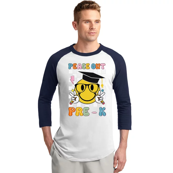 Peace Out Pre K Last Day Of School Smile Face Teachers Baseball Sleeve Shirt