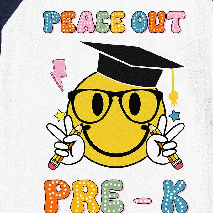 Peace Out Pre K Last Day Of School Smile Face Teachers Baseball Sleeve Shirt