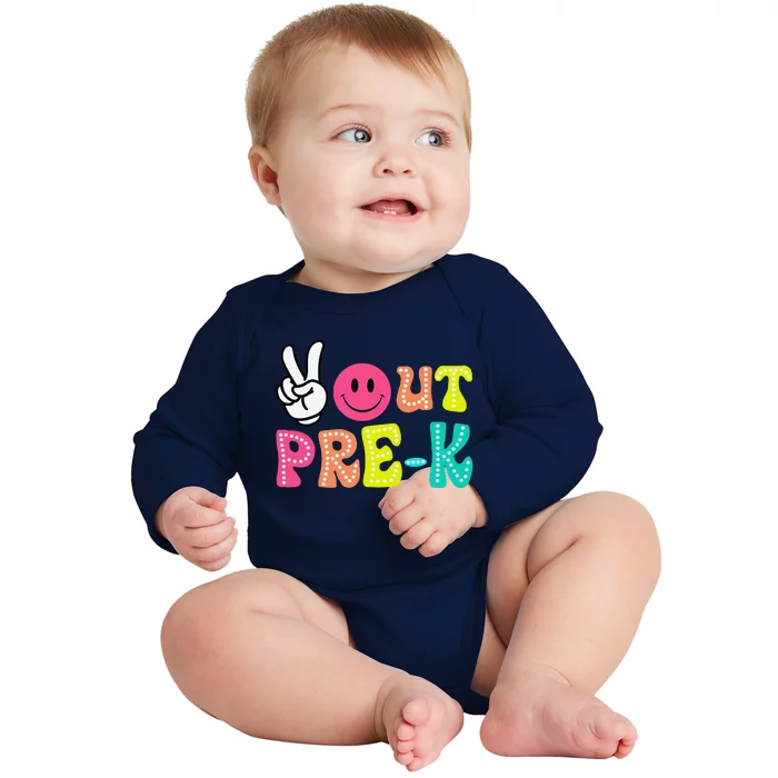 Peace Out Prek Graduation Class Of 2024 Last Day Of School Baby Long Sleeve Bodysuit