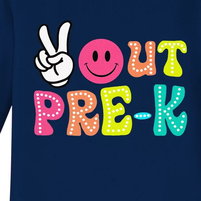 Peace Out Prek Graduation Class Of 2024 Last Day Of School Baby Long Sleeve Bodysuit