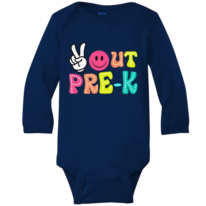 Peace Out Prek Graduation Class Of 2024 Last Day Of School Baby Long Sleeve Bodysuit