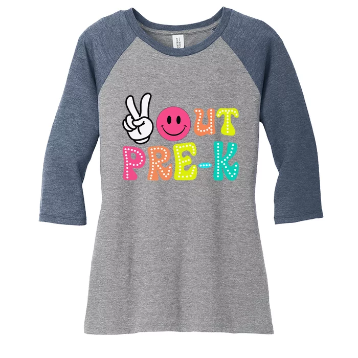 Peace Out Prek Graduation Class Of 2024 Last Day Of School Women's Tri-Blend 3/4-Sleeve Raglan Shirt