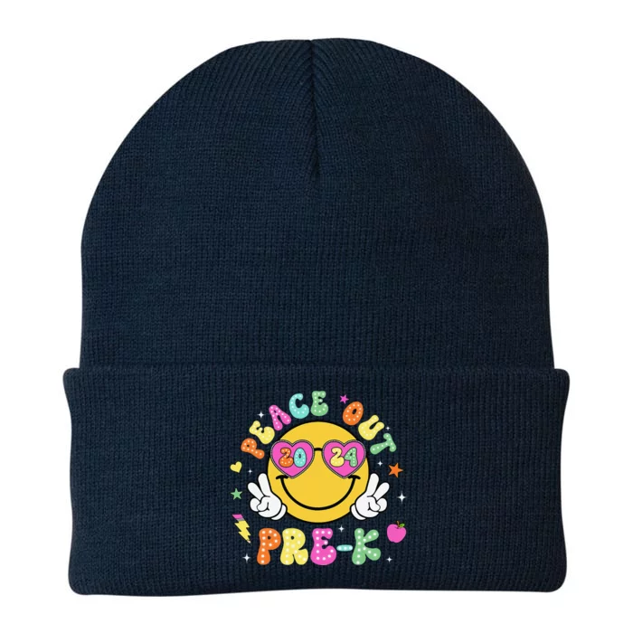 Peace Out Prek Cute Groovy Last Day Of Prek Knit Cap Winter Beanie